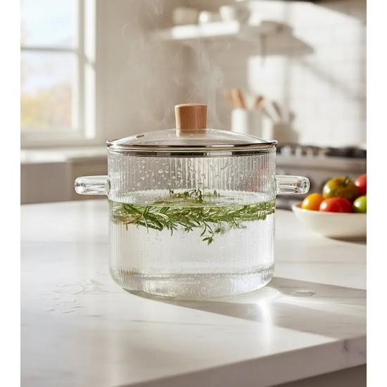 Caçarola Leire 2,5 Litros 16cm Vidro Borossilicato com Tampa
